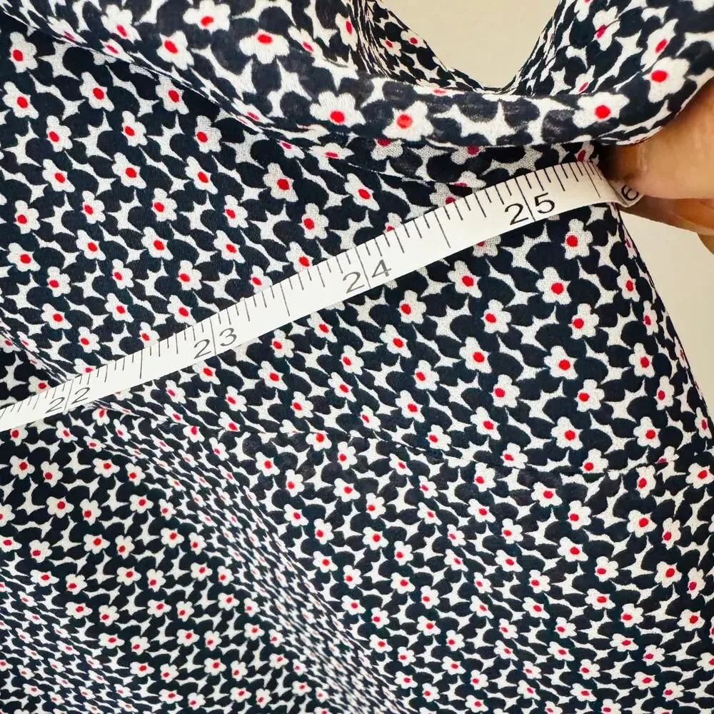 MICHAEL KORS Navy White Red Floral Short Sleeve Tunic $120 Blouse Top Shirt 2X